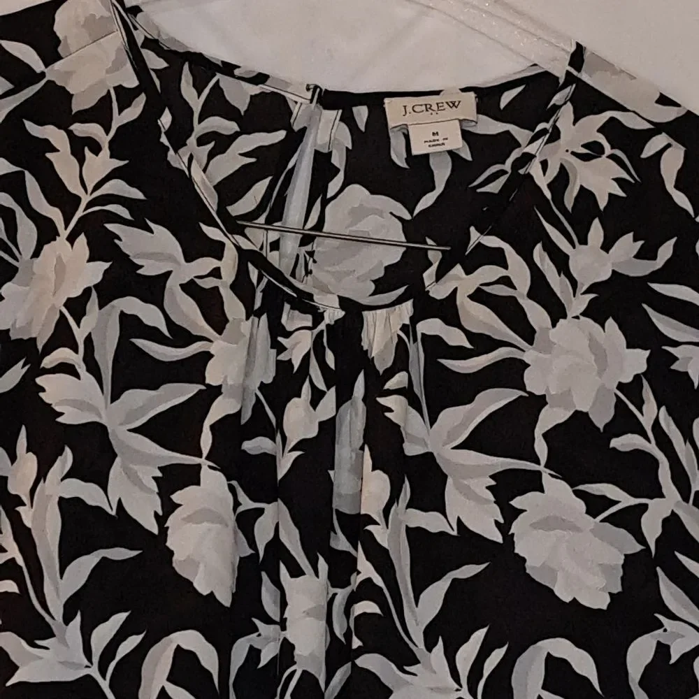 J. Crew Flowy Comfy Long Sleeve Floral Smocked Cuff Blouse - Career Business - M
